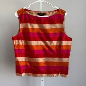 Liz Claiborne Collection Silk Sleeveless Top‎ Striped Luxury Vacation Sz 12